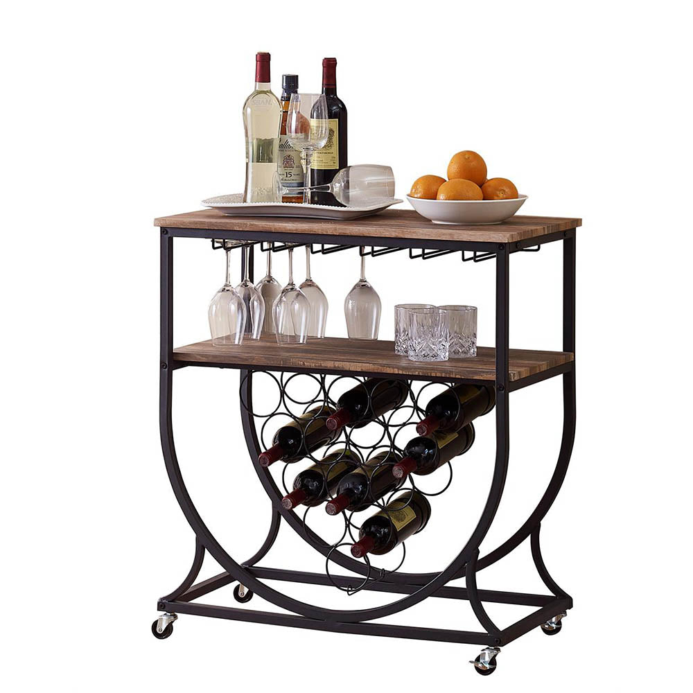 CityLiving Vintage-Style Wine Rack/Cart w/Glass Holder