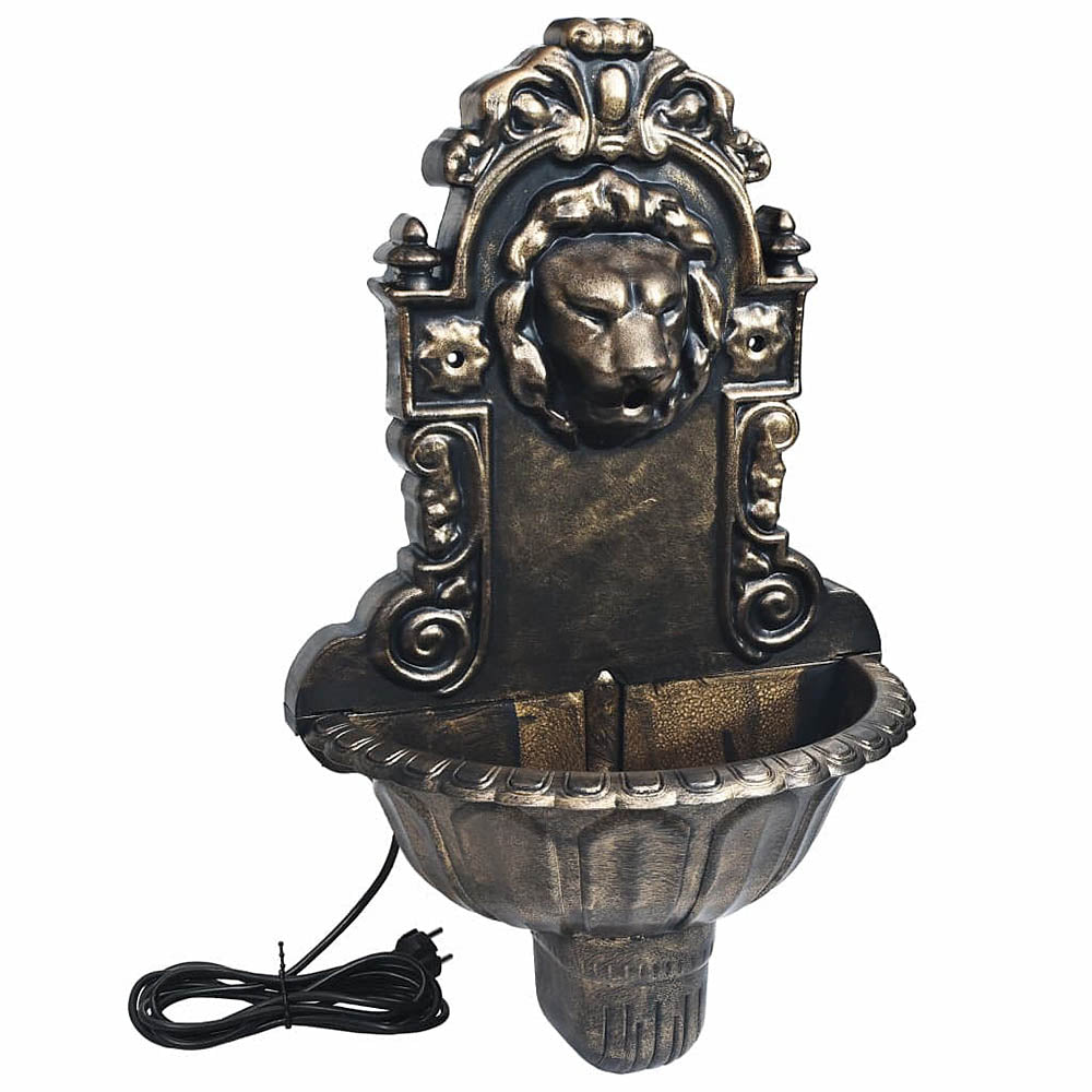 Lion Head Wall Fountain w/ Pump & for Indoor or Outdoor - Bronze or Green