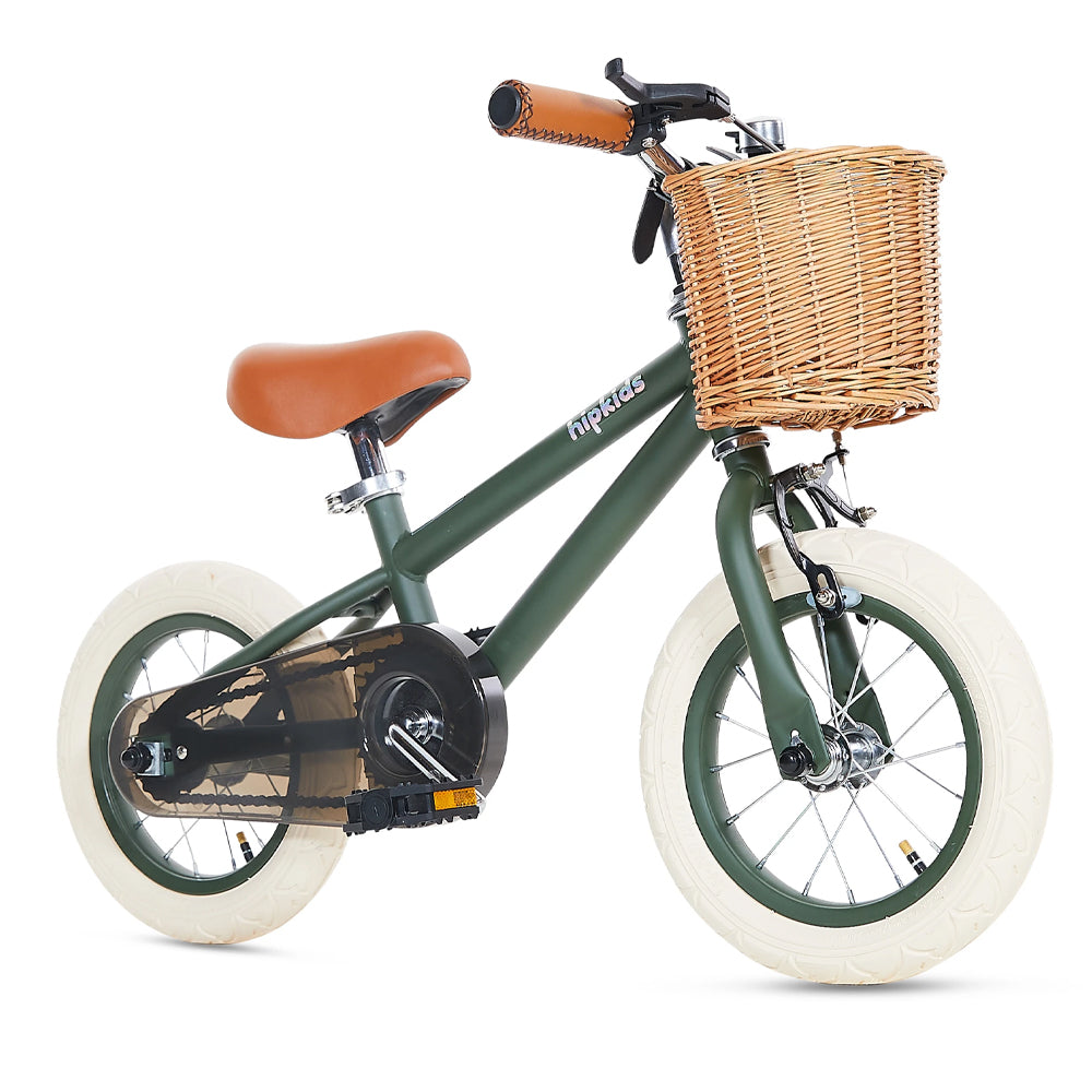 Classic Kids Steel Bike with Wicker Basket - 4 cols