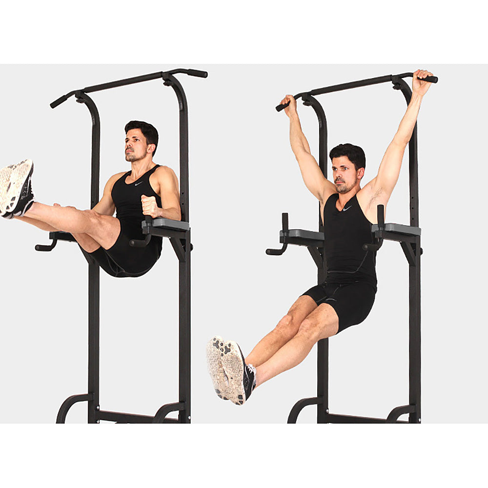 FitFirst Fitness Station - Tower Dip, Bar Pull Up, Multi Function 4 Way Stand - Deluxe Home Delight