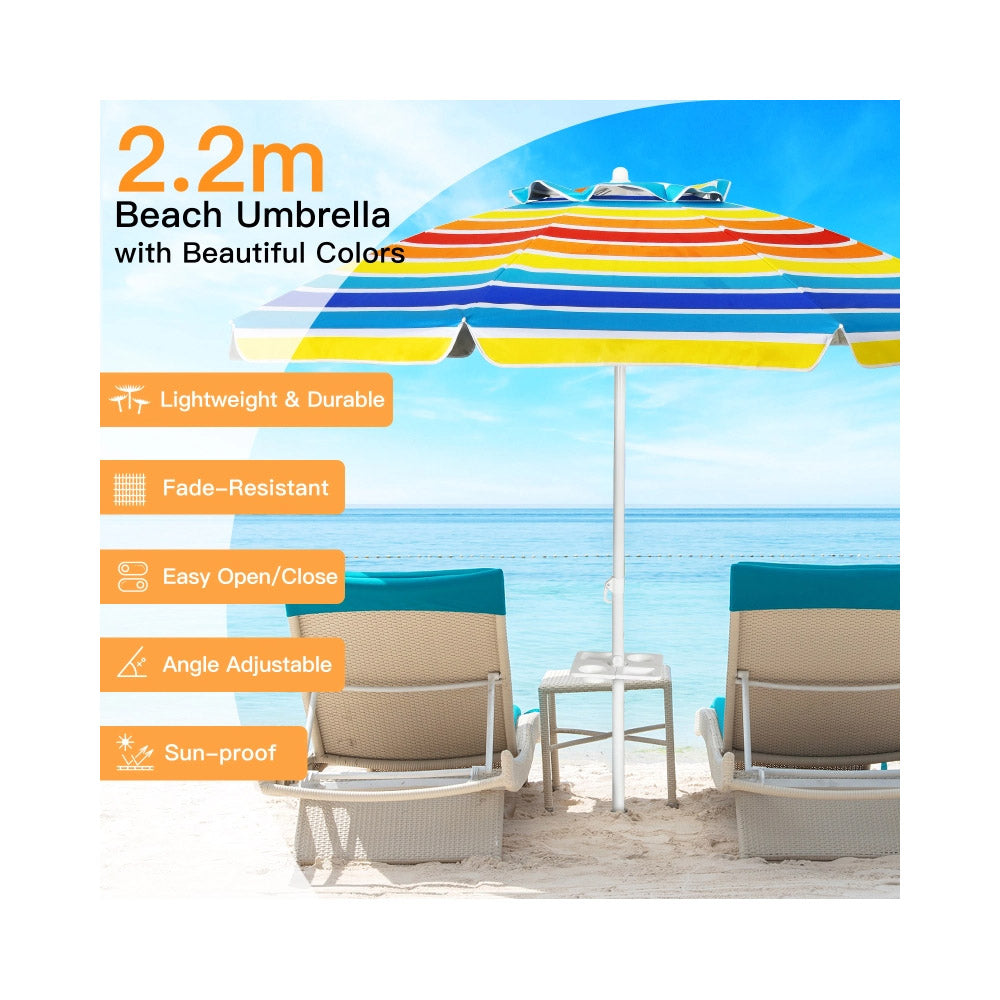 Vivi Beach Umbrella/Sun Shade w/Cup Holder & Carry Bag