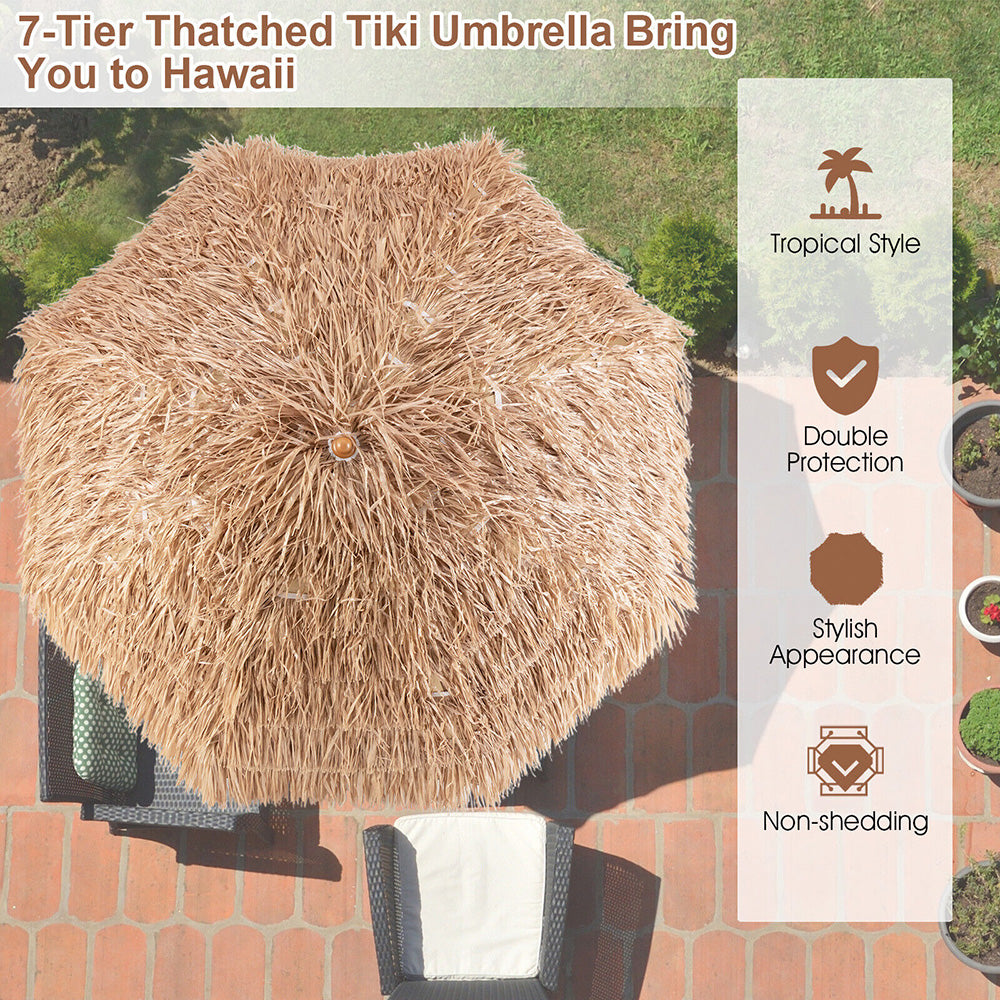 Thatched Portable Tiki Beach & Patio Umbrella - 2 Sizes