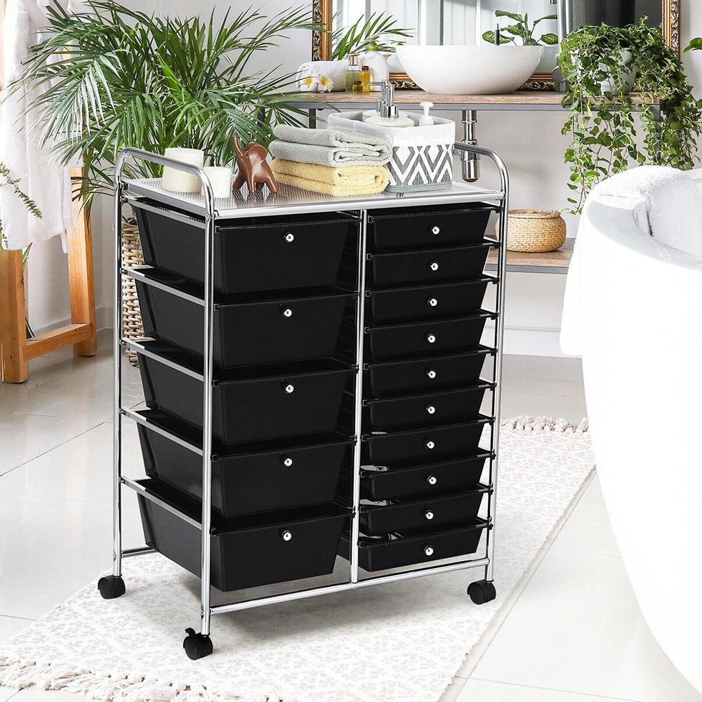 Rolling Storage Cart/Trolley Home & Office  w/ Wheels - 15 Drawers