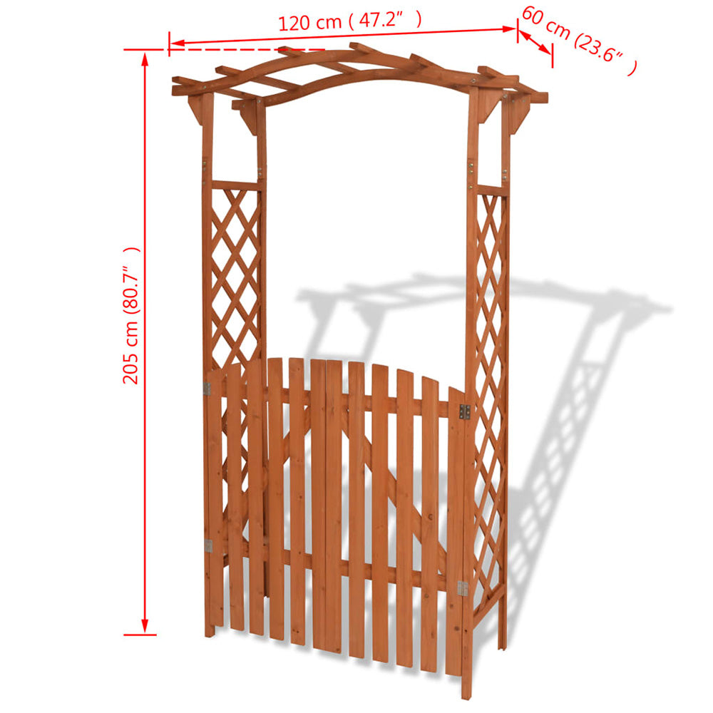 Lila Wooden Garden Arch with Gate - 120x60x205 cm