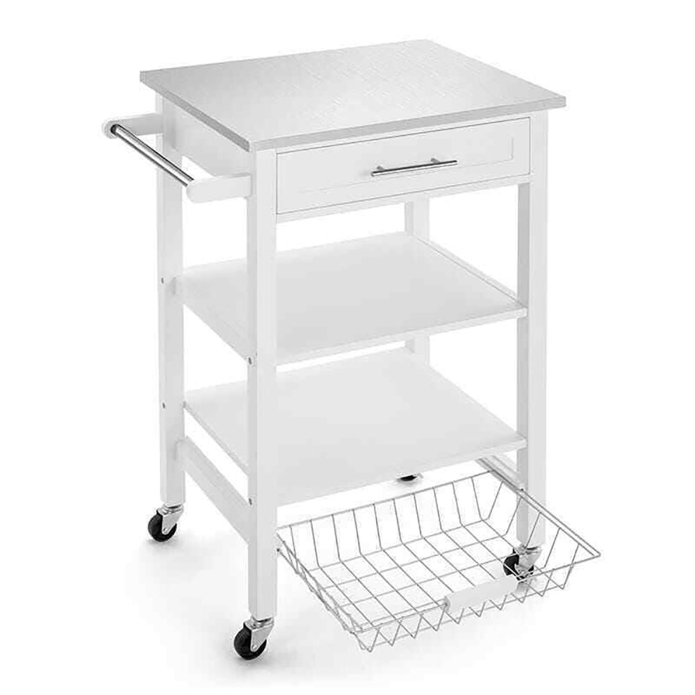 Fidelia Stainless Steel Kitchen Trolley - White or Grey