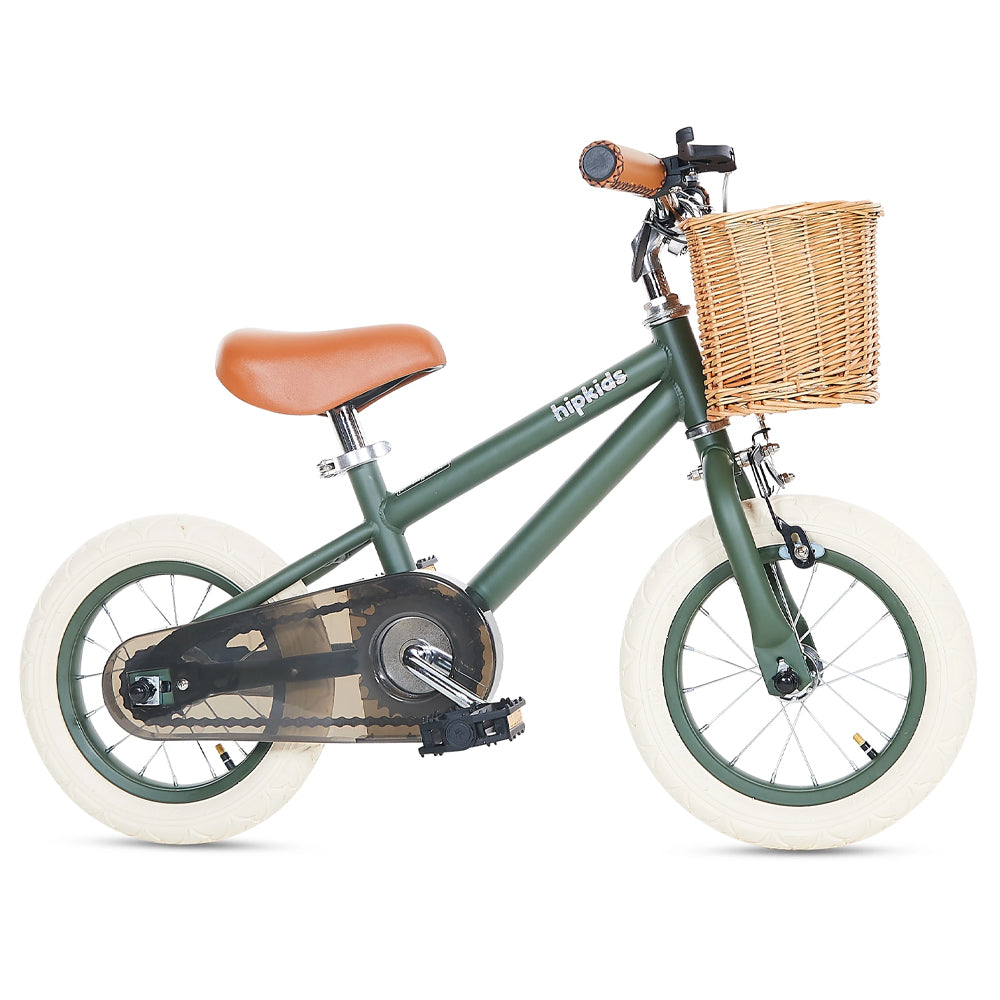 Classic Kids Steel Bike with Wicker Basket - 4 cols