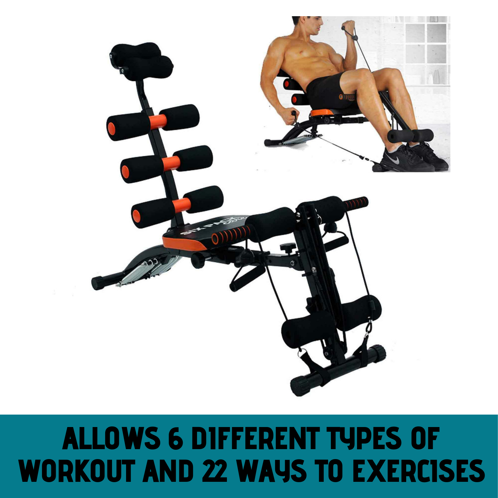 6 In 1 Abdominal Home Gym Machine Machine & Core Exercise Bench - Deluxe Home Delight