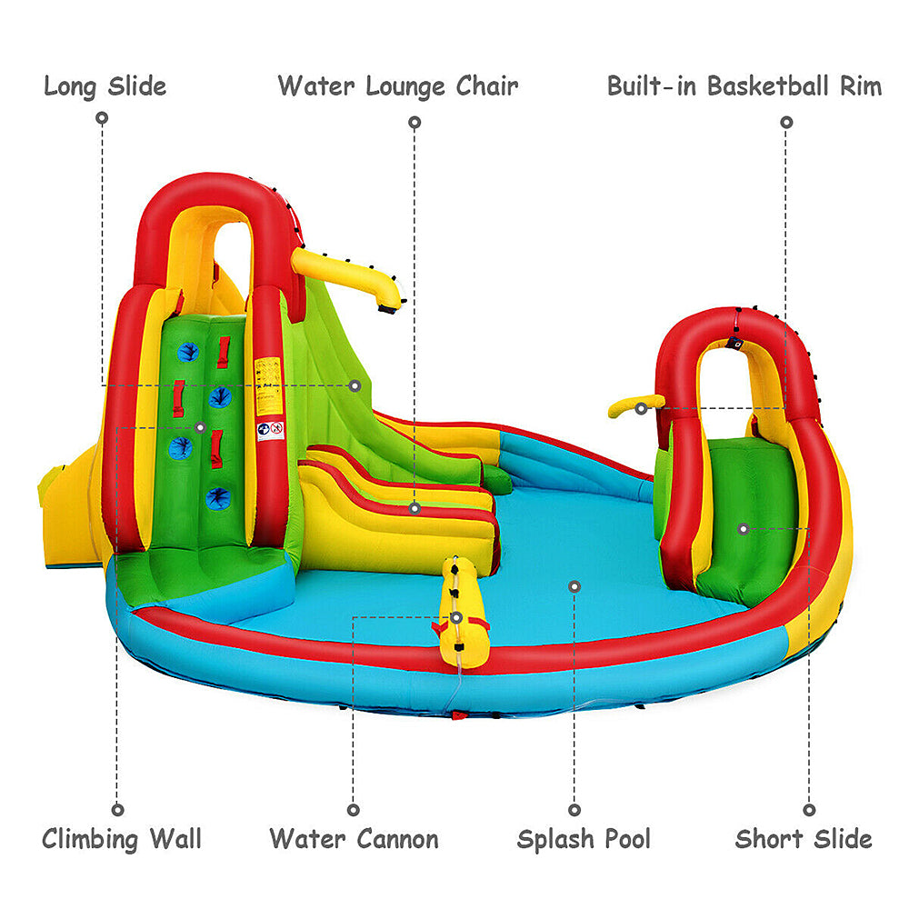 FunLovin' Inflatable Jumping Castle w/Water Slide, Water Cannon, Basketball