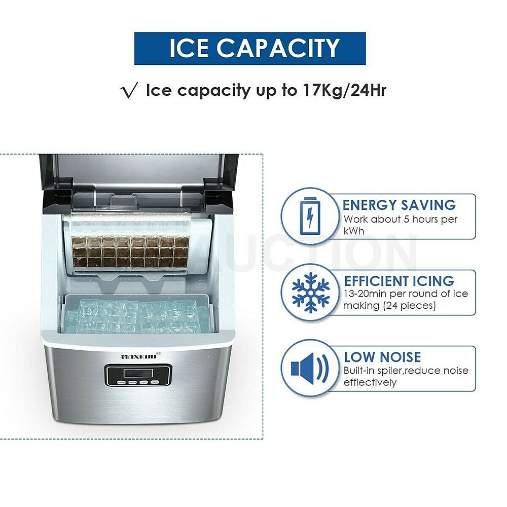 Mega 17 Kg Home Countertop Ice Maker. Stainless Steel