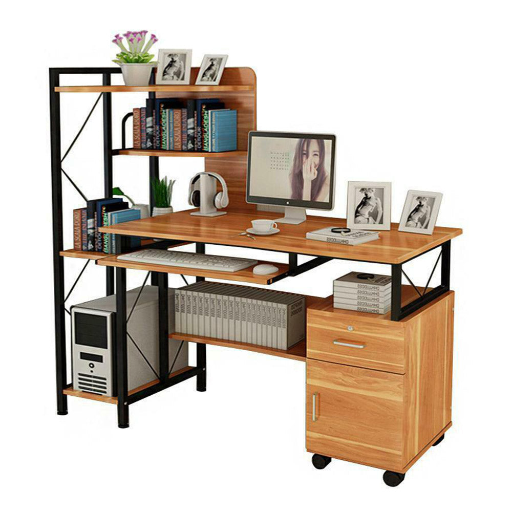 Cachet Multi-Function Computer Desk/Workstation with Shelves & Cabinet