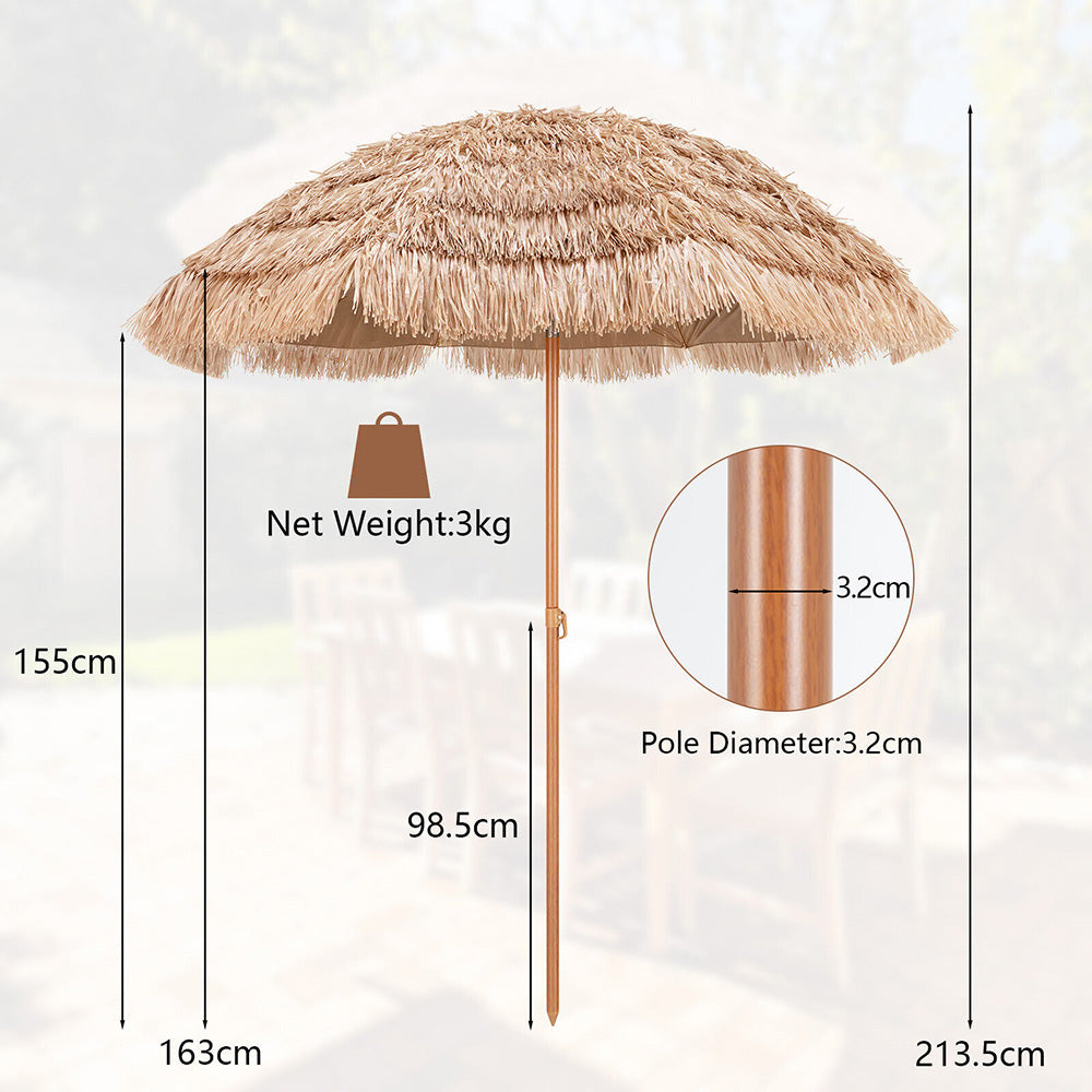 Thatched Portable Tiki Beach & Patio Umbrella - 2 Sizes