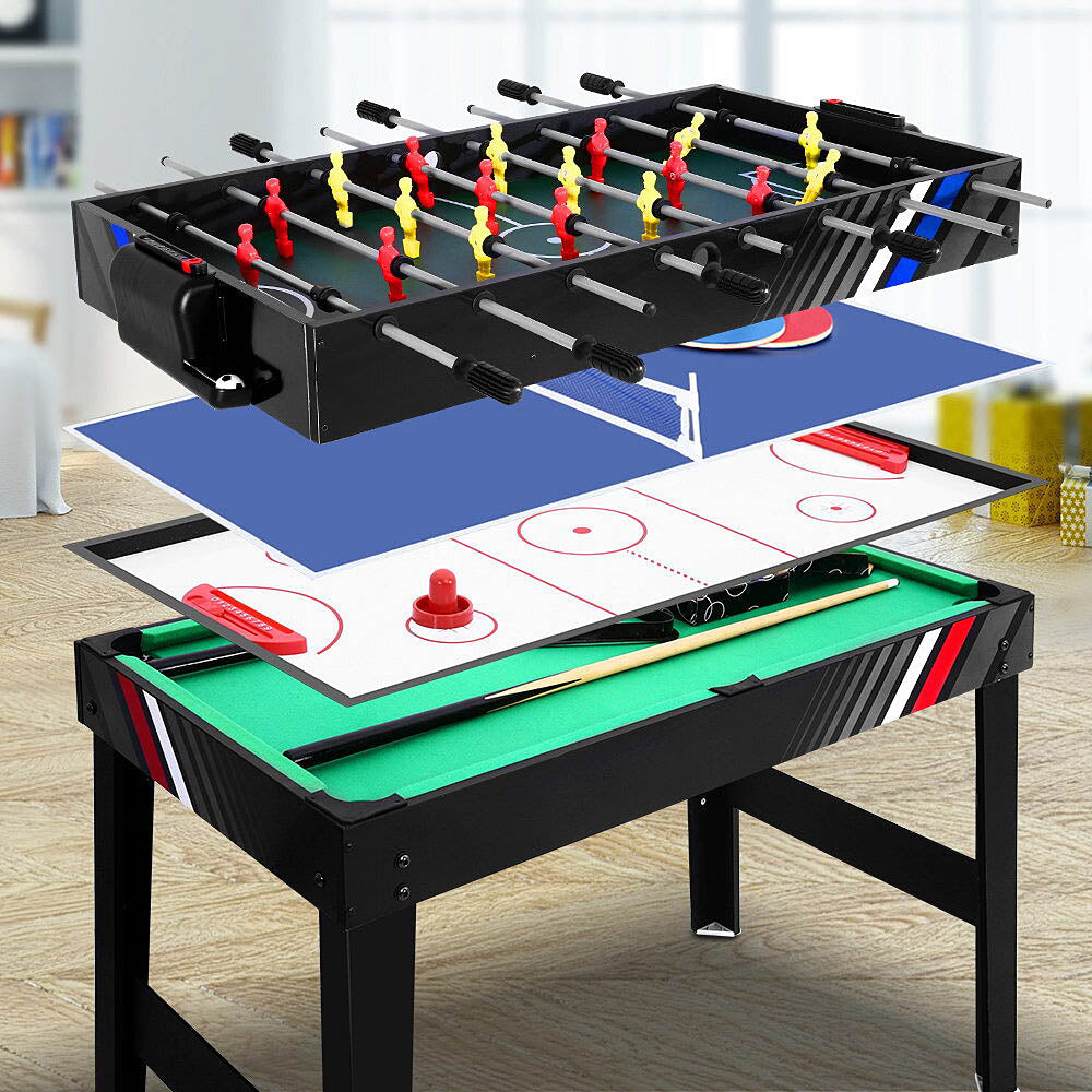 Whazza! 4-In-1 : Pool, Soccer/Foosball, Hockey and Ping Pong Games Table - 2 Sizes