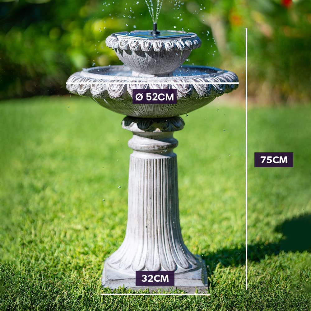 Belluno Solar Powered Fountain/Bird Bath with Lighting