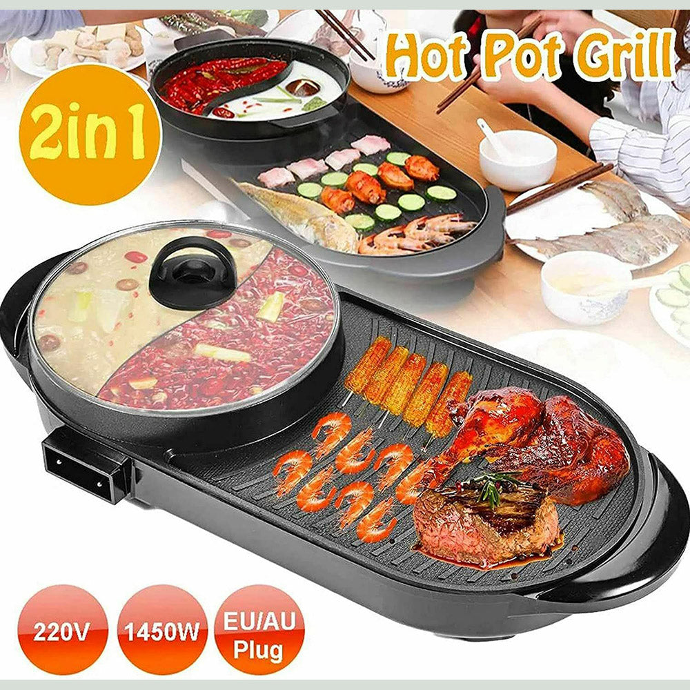 2 in 1 Electric Smokeless BBQ & Hotpot - up to 6 Persons