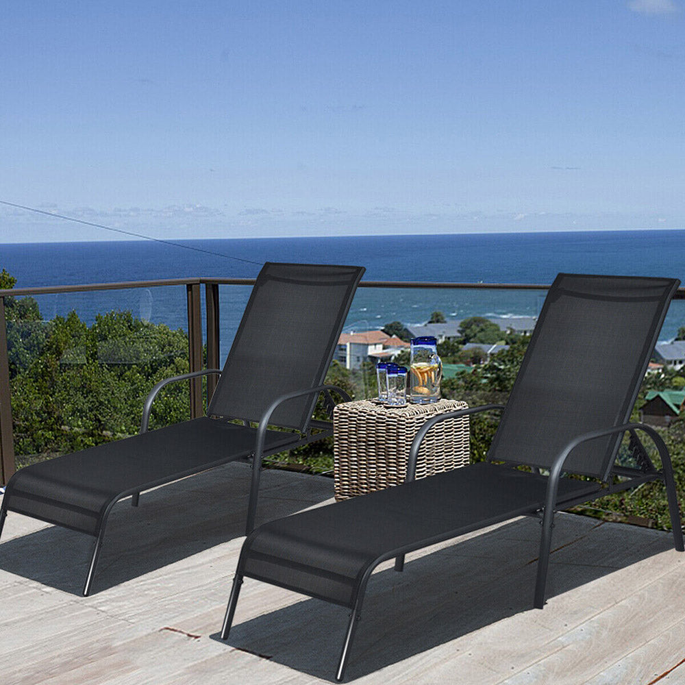 Recliner/Folding Sun Lounge & Beach Chair - 5 Adjustable Angles