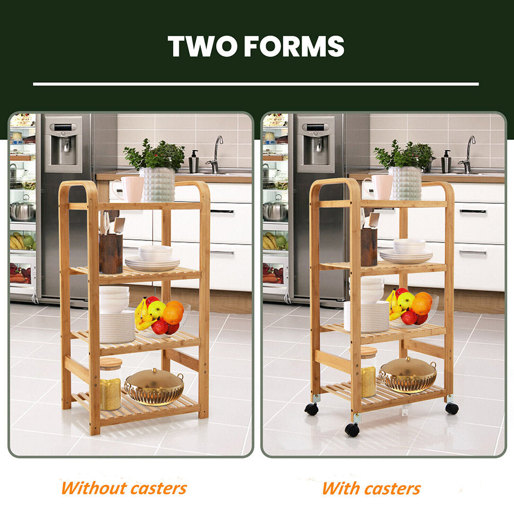 EasyLife  4-Tier Bamboo Rolling Storage Cart/Kitchen Serving Trolley