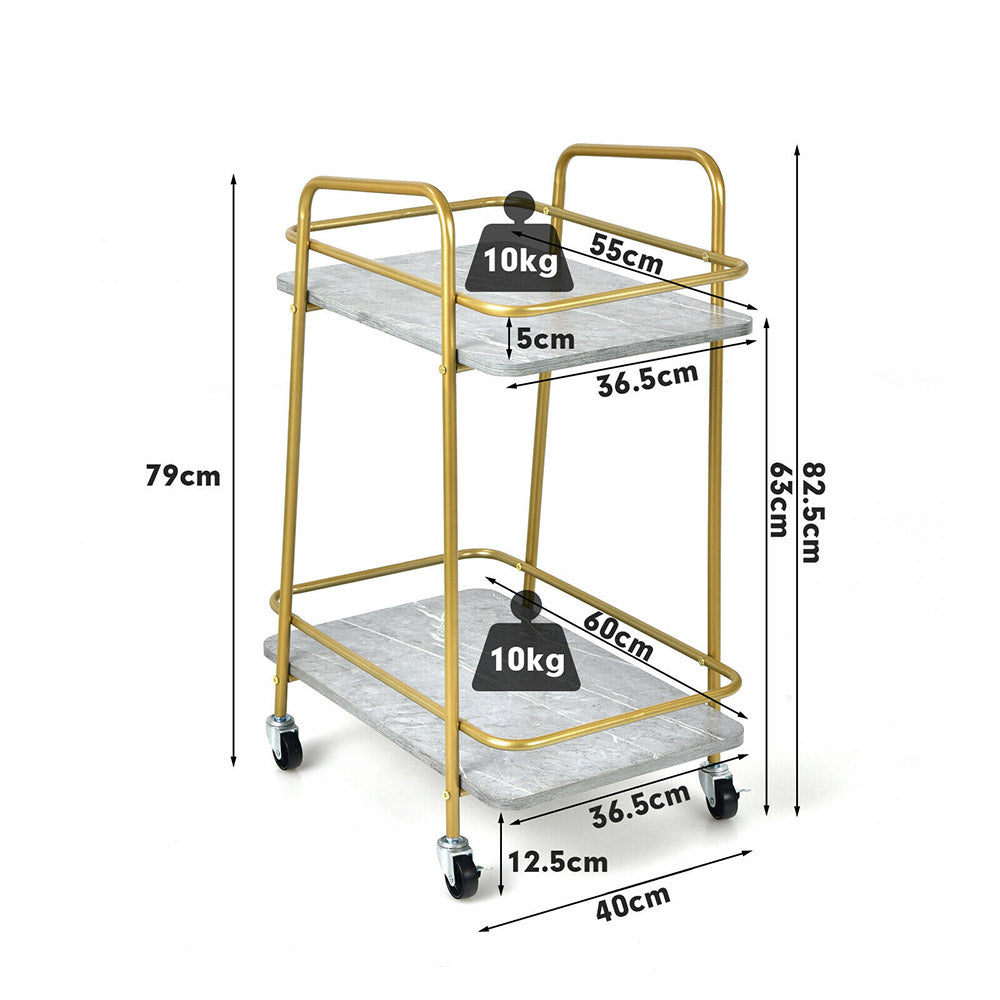 Easy Going 2-tier Mobile Kitchen Cart/Wooden Trolley Island