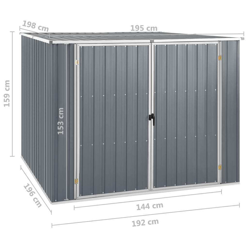 Square Galvanised Steel Garden Shed - 195x198x159 cm