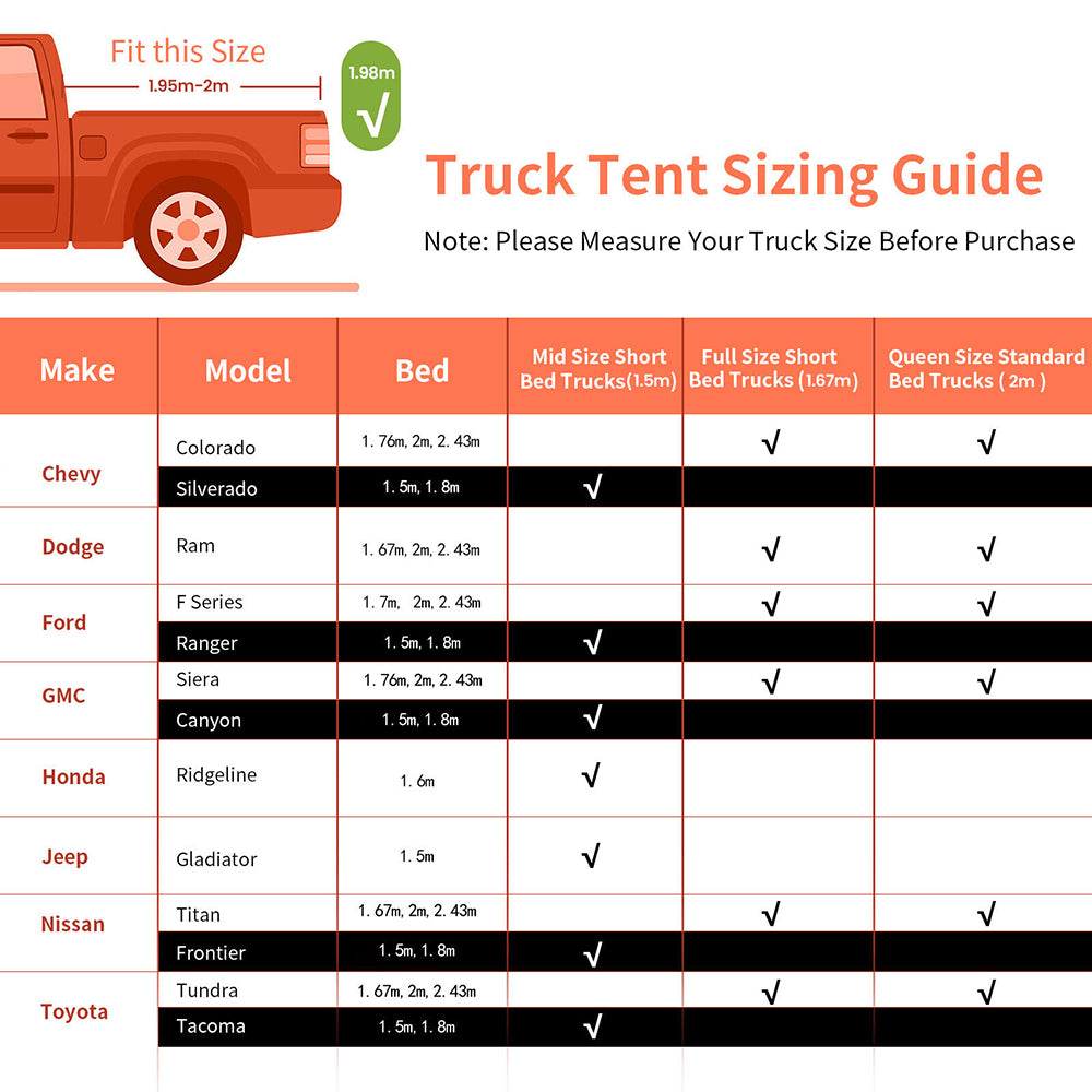 EasyTravelling Full Size Truck/Pickup Tent w/Carry Bag