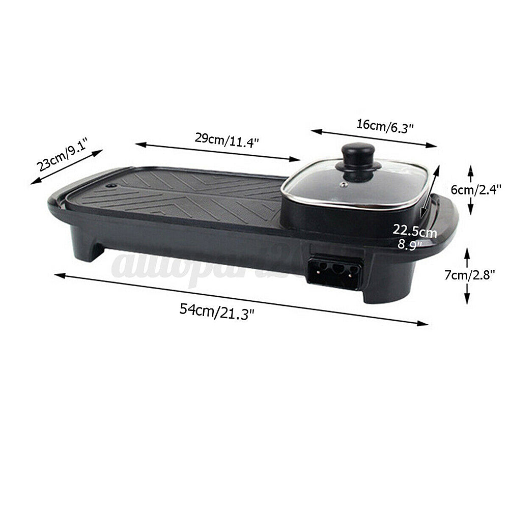 2 In 1 Electric Barbecue Pan & Grill for Teppanyaki, Shabu and BBQ