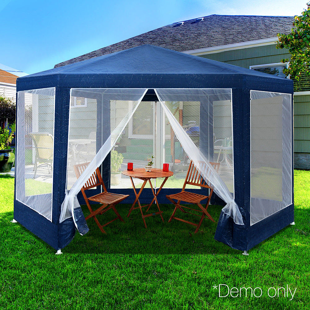 Sylvana 6-Sides Netted Gazebo -  Navy Colour - Deluxe Home Delight