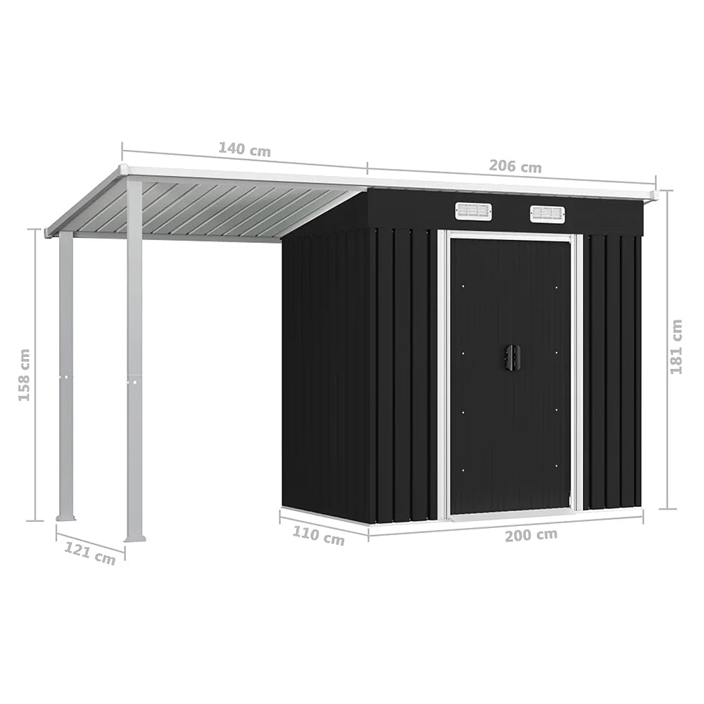 Shed with Extended Roof - 346x121x181cm