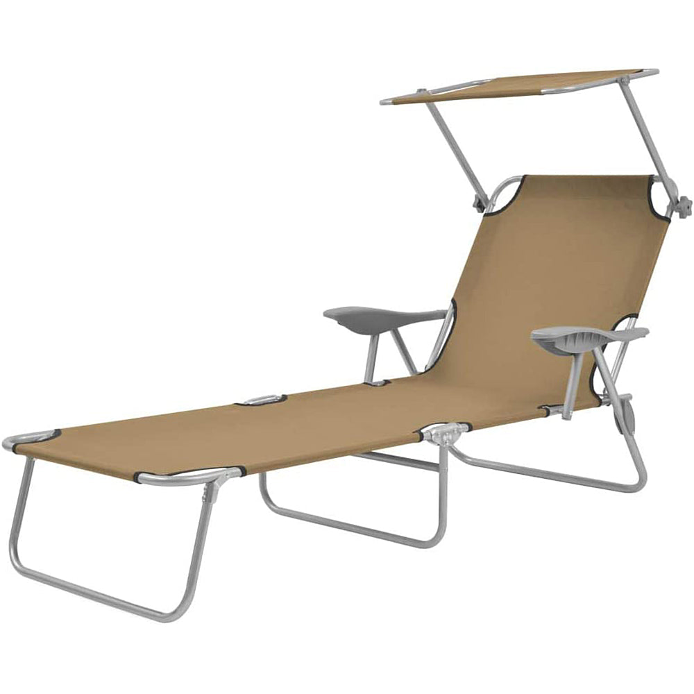 Foldable Reclining Sun Lounger with Shade/Roof – 5 Colours