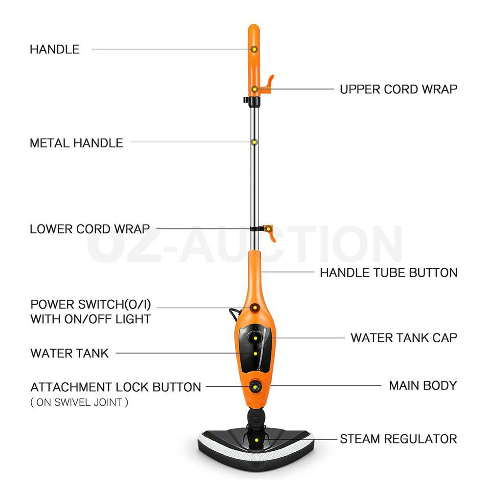 14in1 Steam Mop Cleaner for Floor & Carpet w/Accessories 400ML