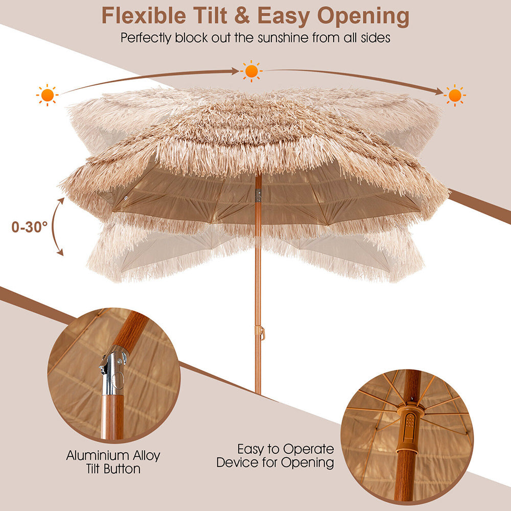 Thatched Portable Tiki Beach & Patio Umbrella - 2 Sizes