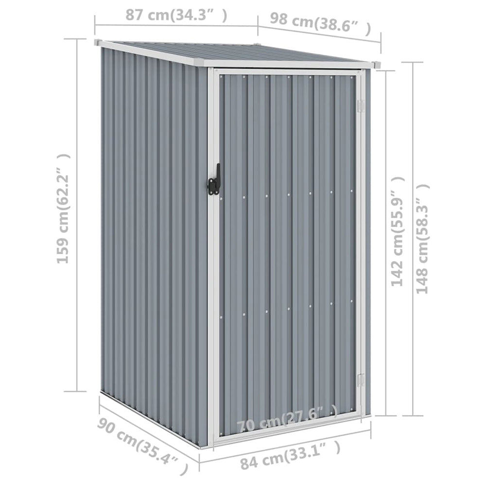 Galvanised Steel Garden Shed - 87x98x159 cm