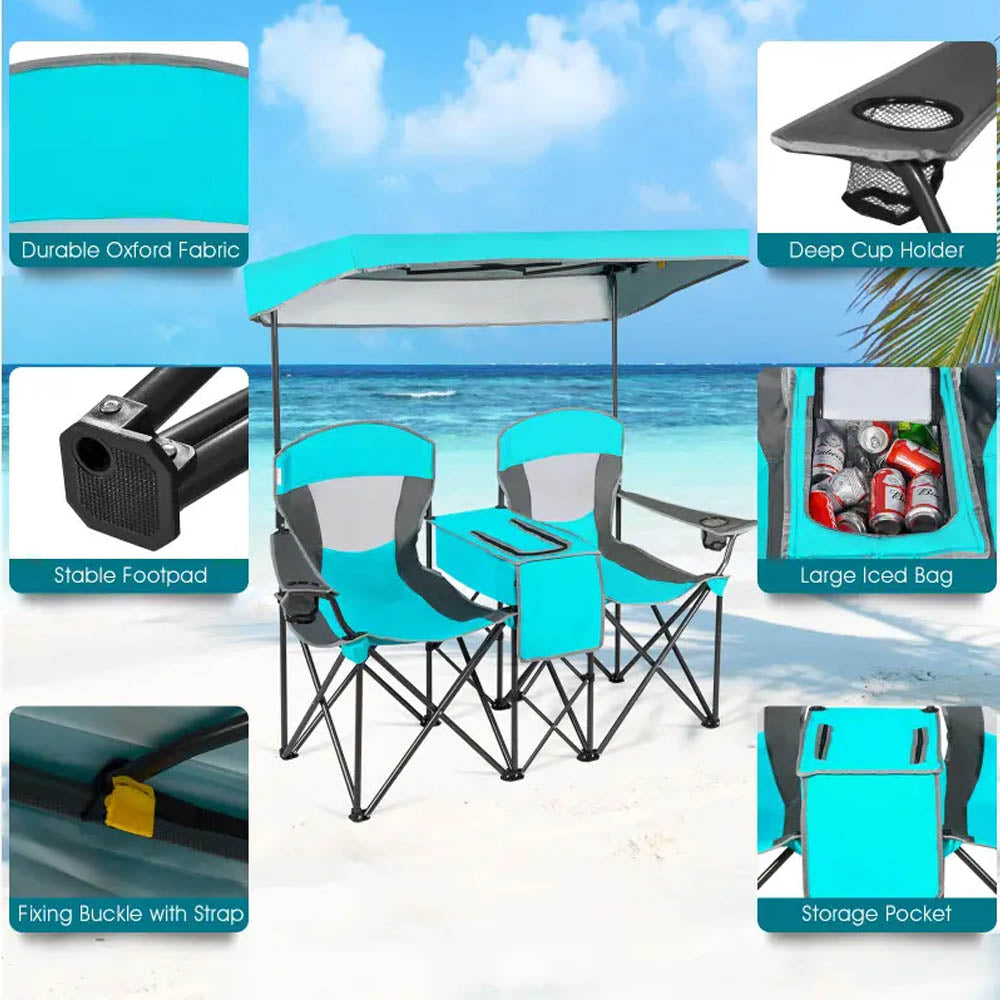 SunnyLife Outdoor Camping & Beach Chair w/Sun Shade/Canopy & Carry Bag