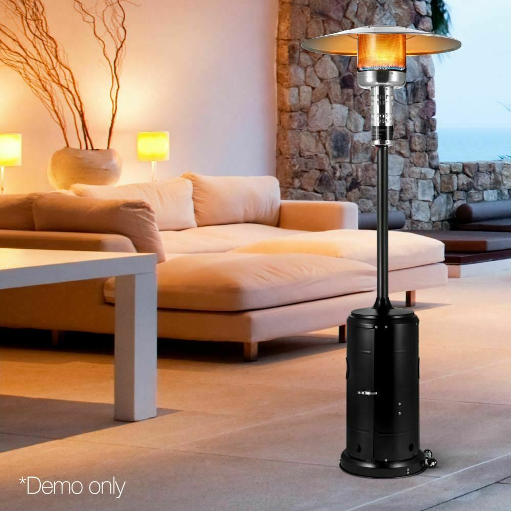 Silva Portable Gas Patio Heater - Black with Silver - Deluxe Home Delight