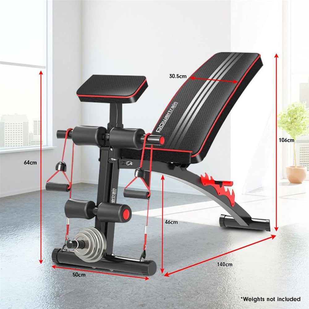 27 April Adjustable Home Gym Bench -  6 Levels, Incline Decline Flat, Preachers Curl, Complementary Bands - Deluxe Home Delight