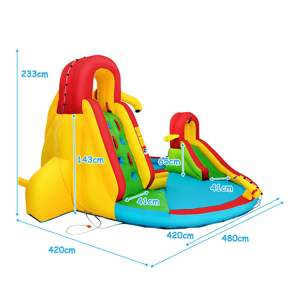 FunLovin' Inflatable Jumping Castle w/Water Slide, Water Cannon, Basketball