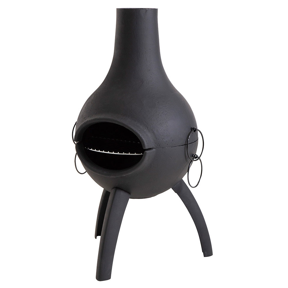 Santino 50x96cm Chiminea and Grill – Black