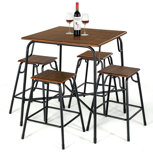 HomeLiving 5-piece Bar/Table Set w/ 4 Counter Height Bar Stools