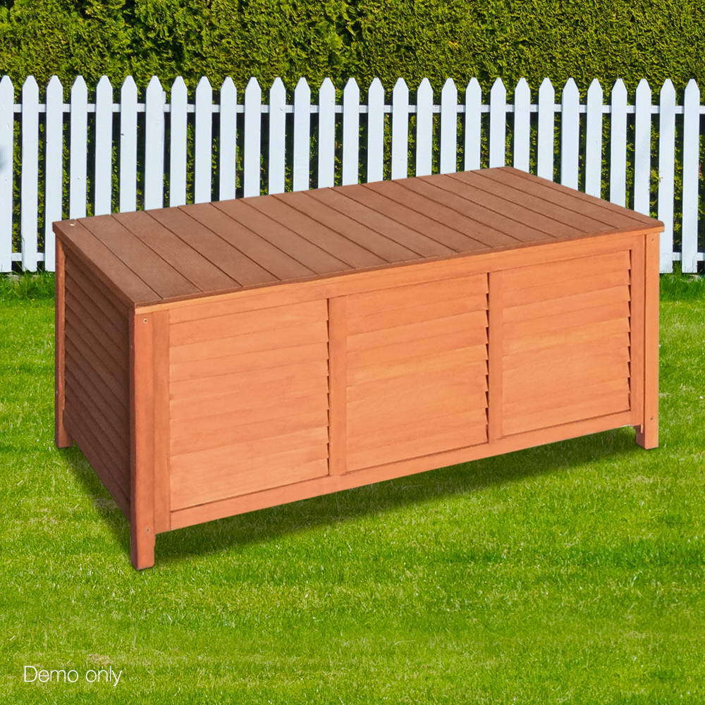 Outdoor Patio & Garden All Weather Fir Wooden Bench w/ Storage Stainless Hinges - Deluxe Home Delight