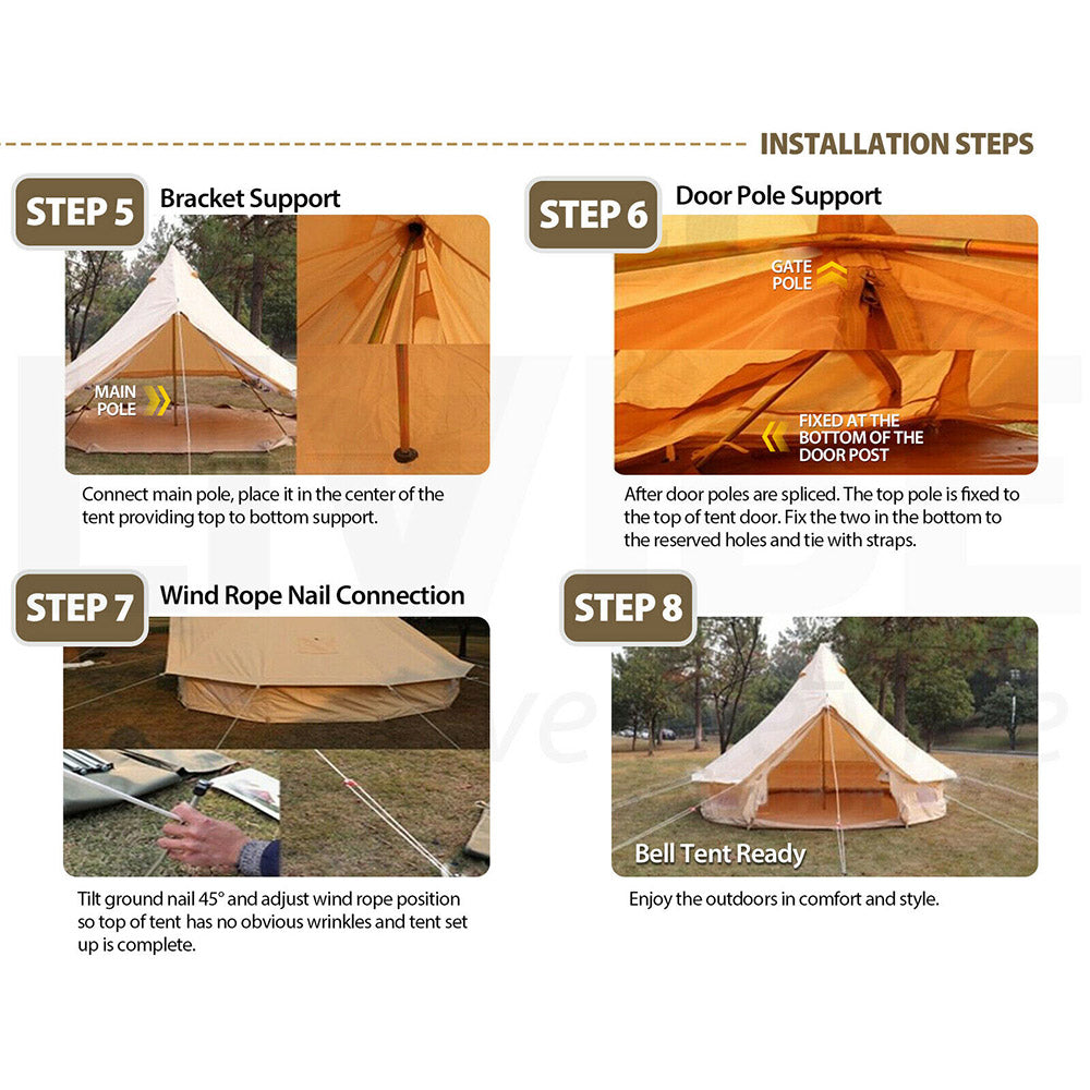 Giganta Waterproof Canvas Bell Tent/Yurt -5M and 6M