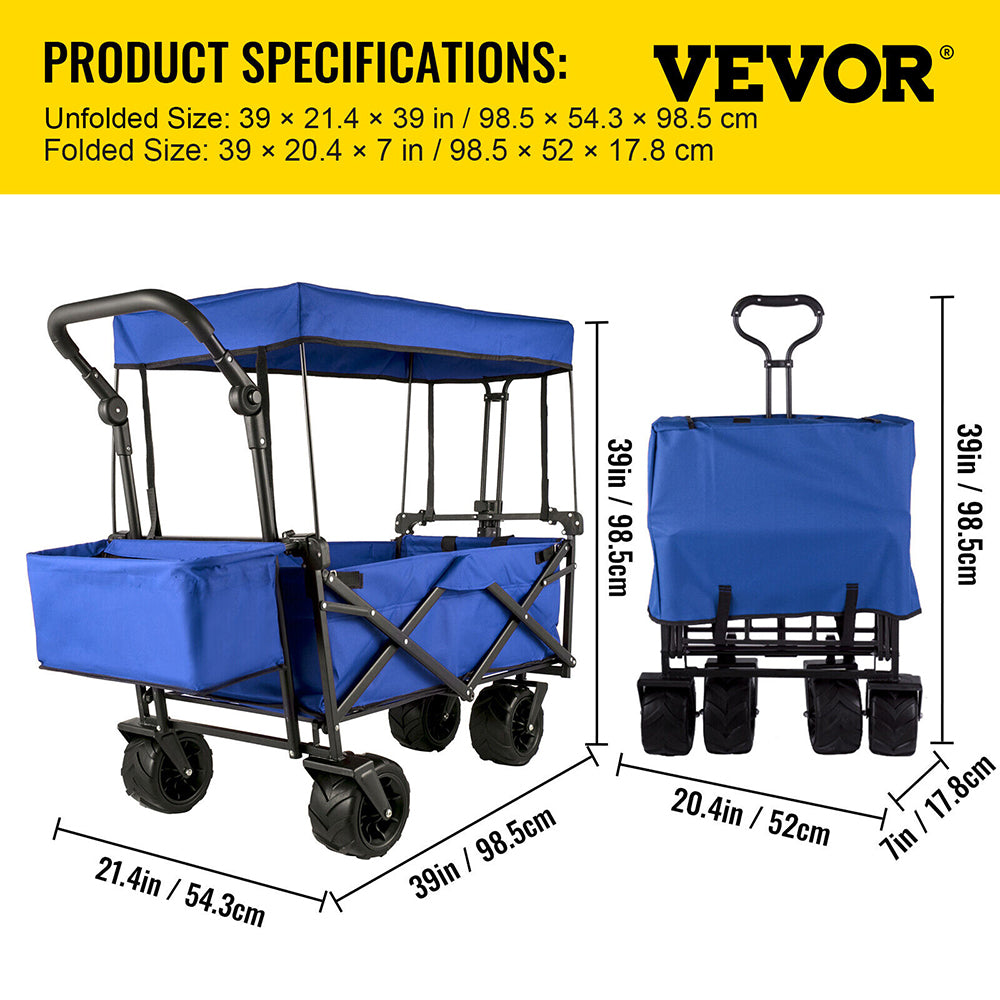 Beach & Garden Folding Wagon w/ Shade/Canopy - 3 Cols