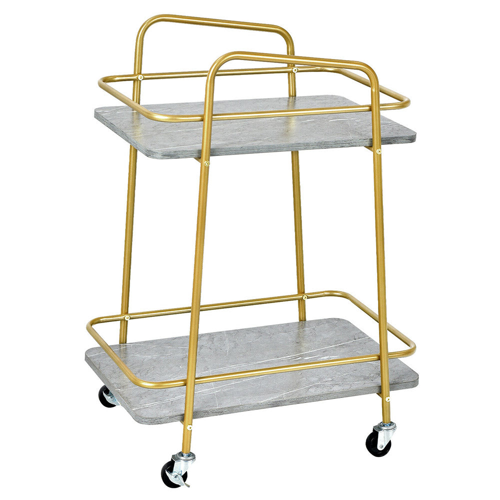 Easy Going 2-tier Mobile Kitchen Cart/Wooden Trolley Island