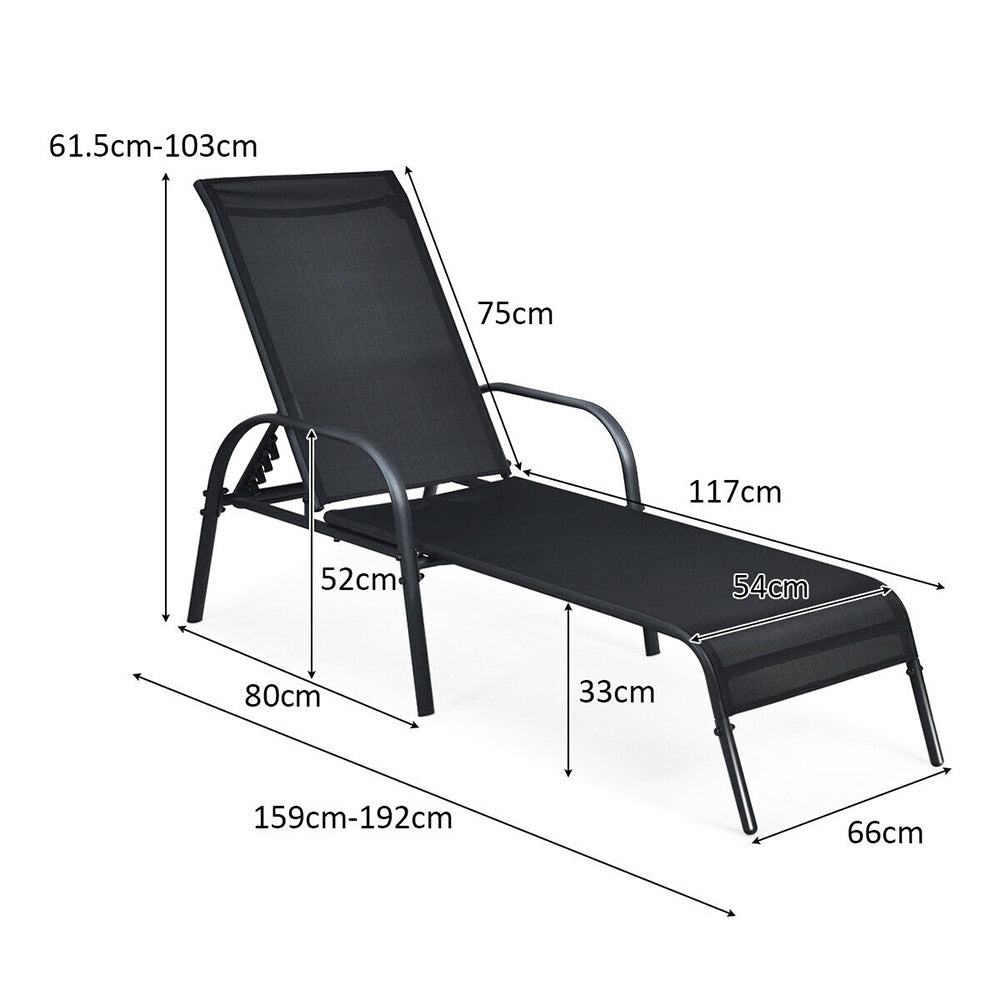 Recliner/Folding Sun Lounge & Beach Chair - 5 Adjustable Angles