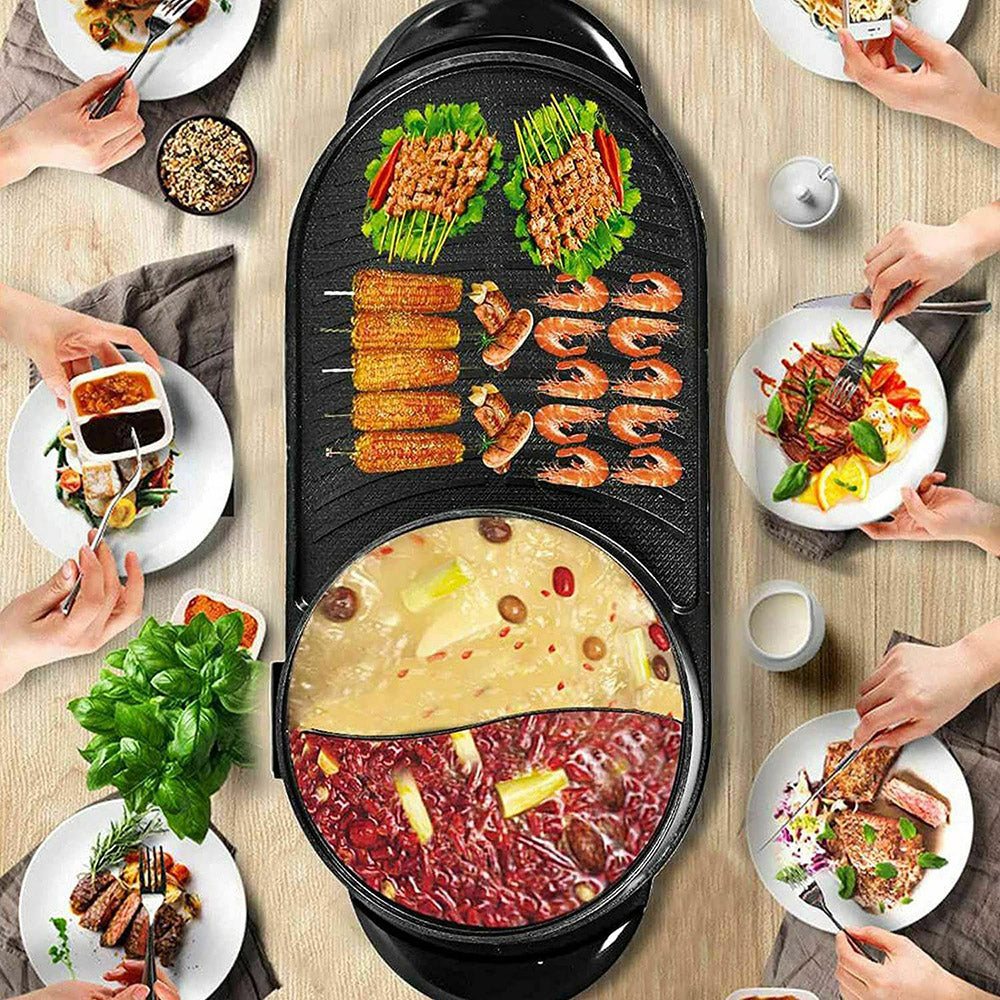 2 in 1 Electric Smokeless BBQ & Hotpot - up to 6 Persons