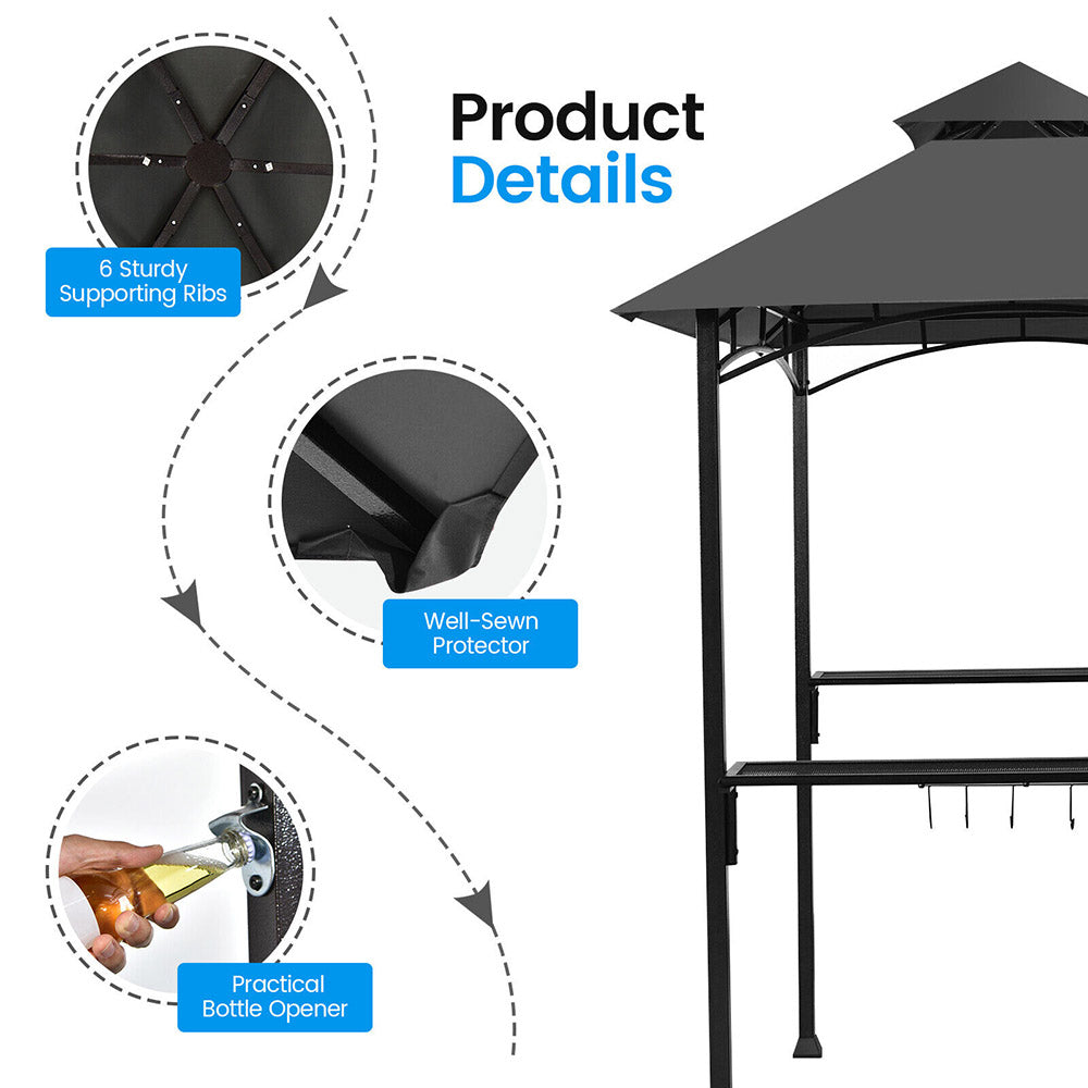 Party Time! BBQ Bar & Grill/Canopy - Vented w/2-Tiers and Shelves