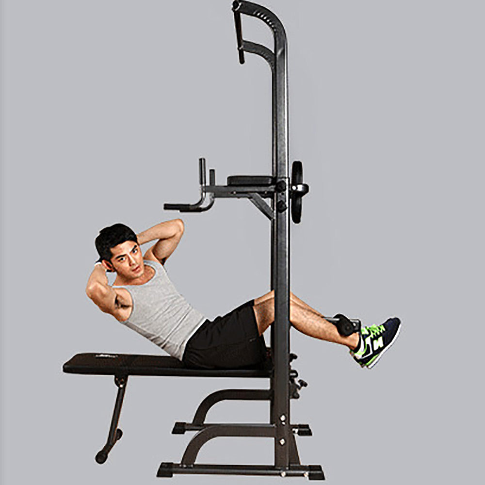 FitFirst Fitness Station - Tower Dip, Bar Pull Up, Multi Function 4 Way Stand - Deluxe Home Delight