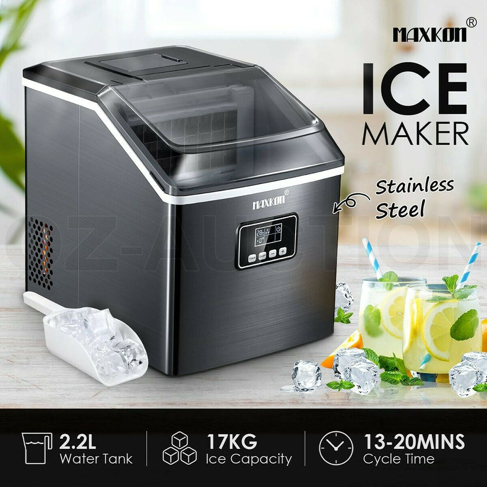 Mega 17 Kg Home Countertop Ice Maker. Stainless Steel