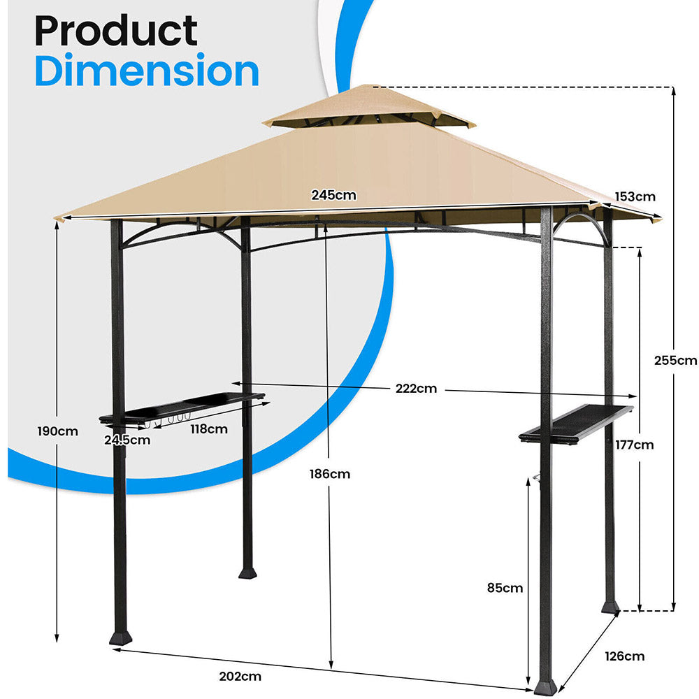 Party Time! BBQ Bar & Grill/Canopy - Vented w/2-Tiers and Shelves