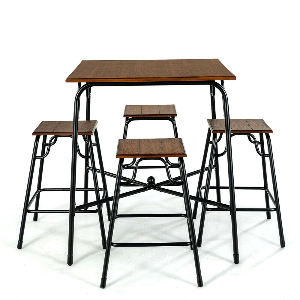 HomeLiving 5-piece Bar/Table Set w/ 4 Counter Height Bar Stools