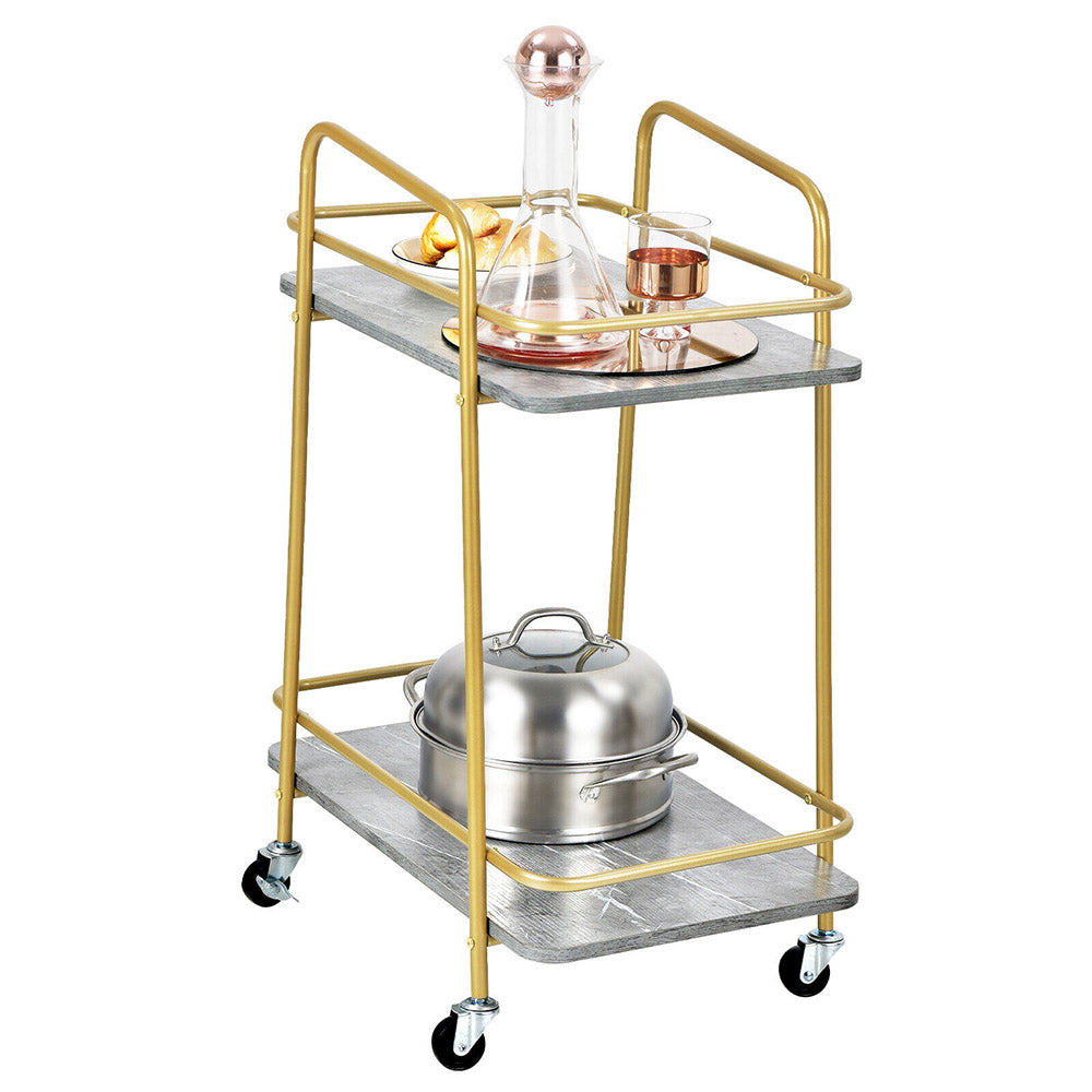 Easy Going 2-tier Mobile Kitchen Cart/Wooden Trolley Island