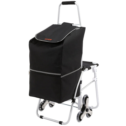 50L Stair Climbing Foldable Shopping Cart w/ Waterproof Bag & Seat