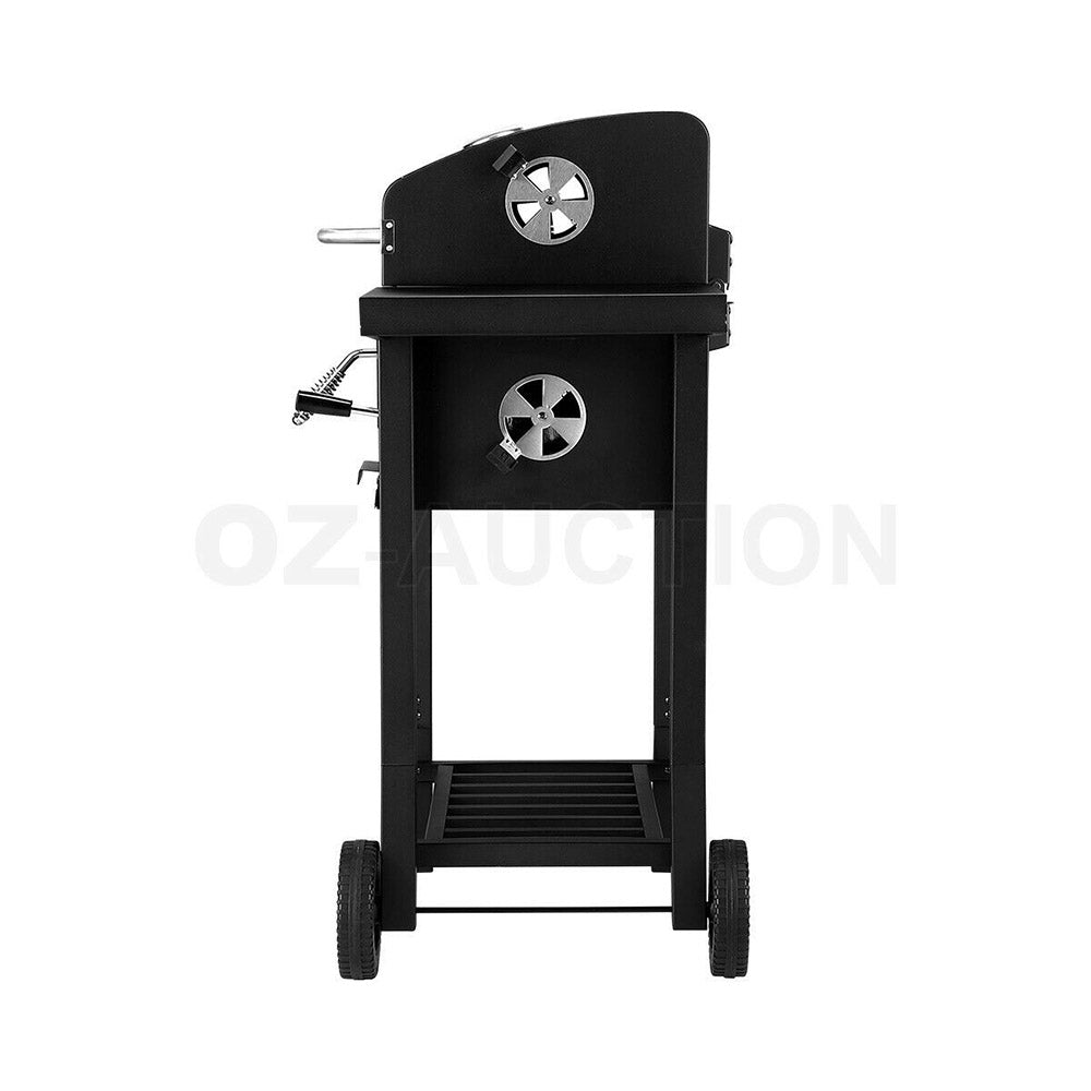 Outdoor Charcoal BBQ Grill Trolley Smoker Portable Cooking Camping Barbecue Set